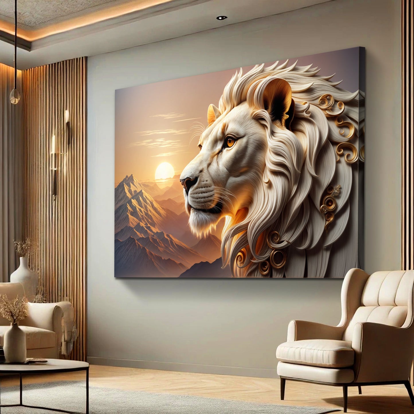 3D Majestic Lion Canvas Wall Art IV