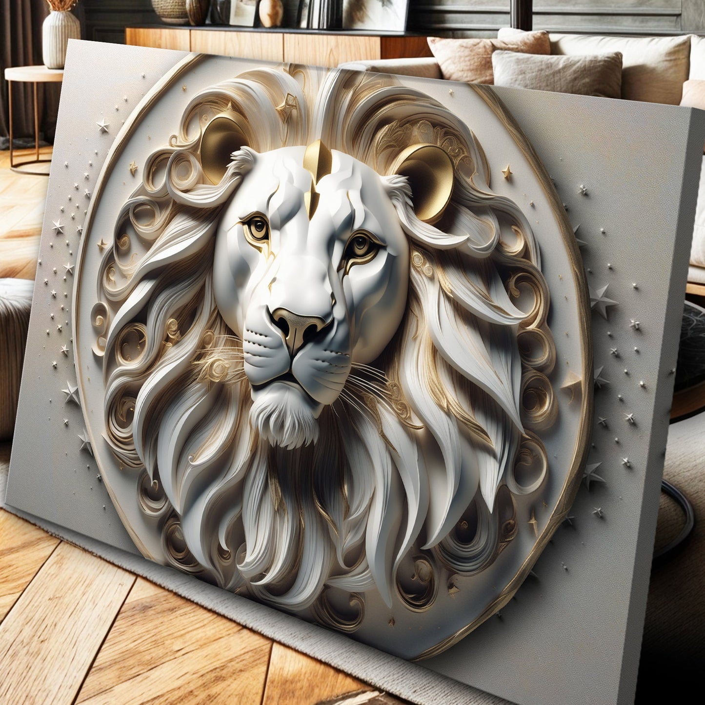 3D Majestic Lion Canvas Wall Art VI
