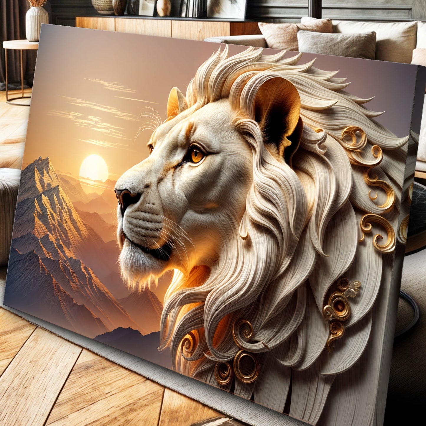 3D Majestic Lion Canvas Wall Art IV
