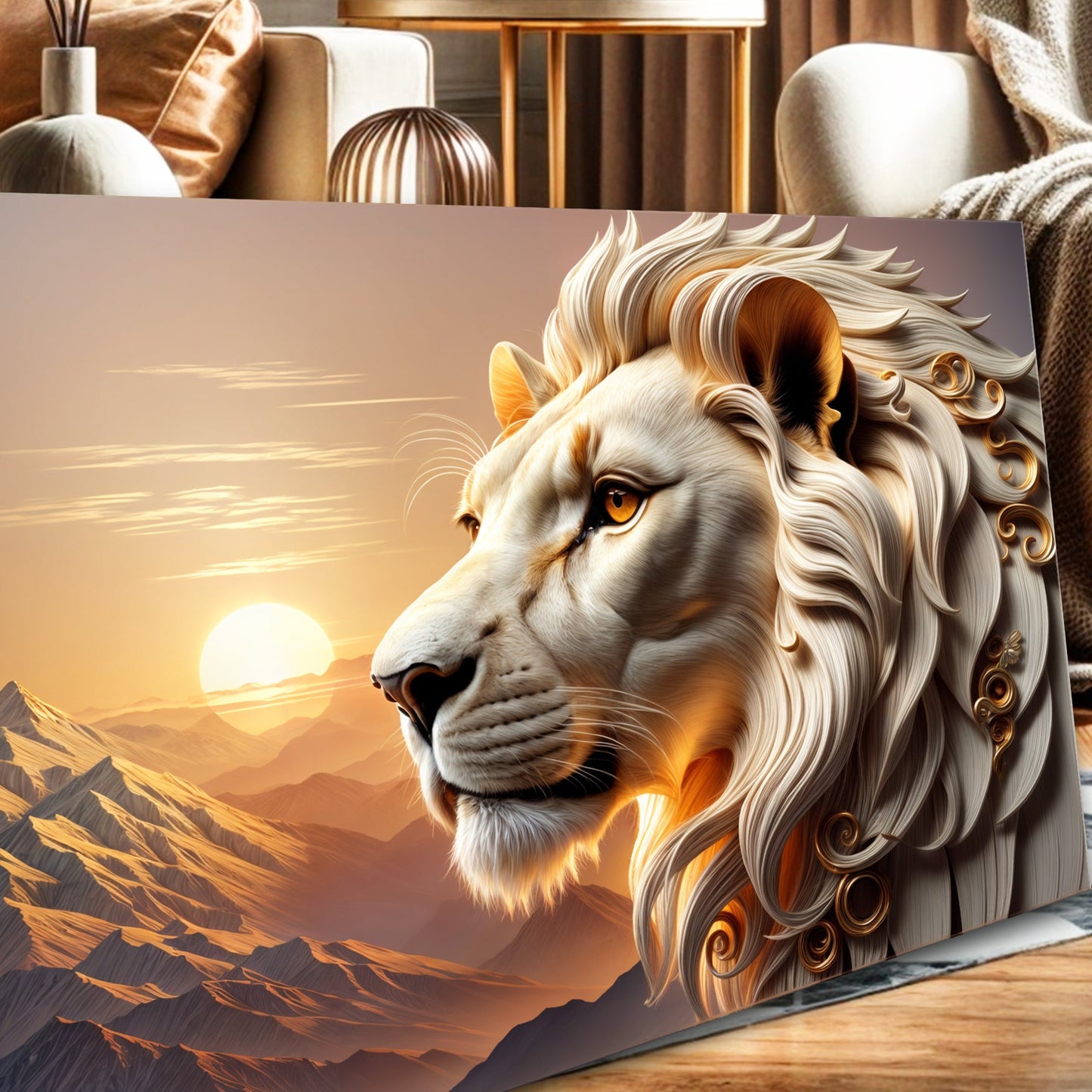 3D Majestic Lion Canvas Wall Art IV