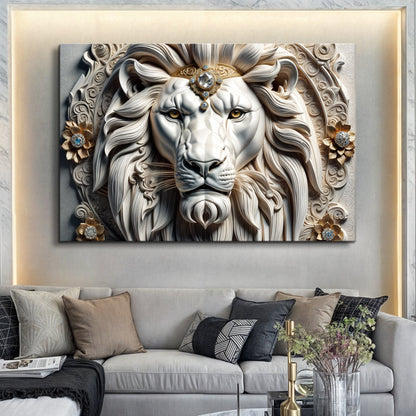 3D majestic lion canvas wall art design two