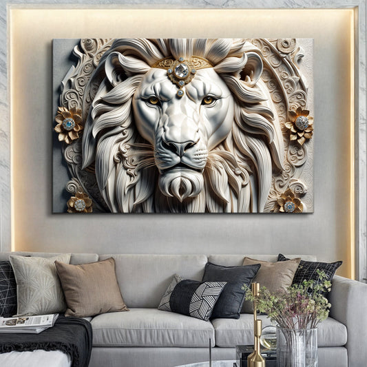 3D majestic lion canvas wall art design two