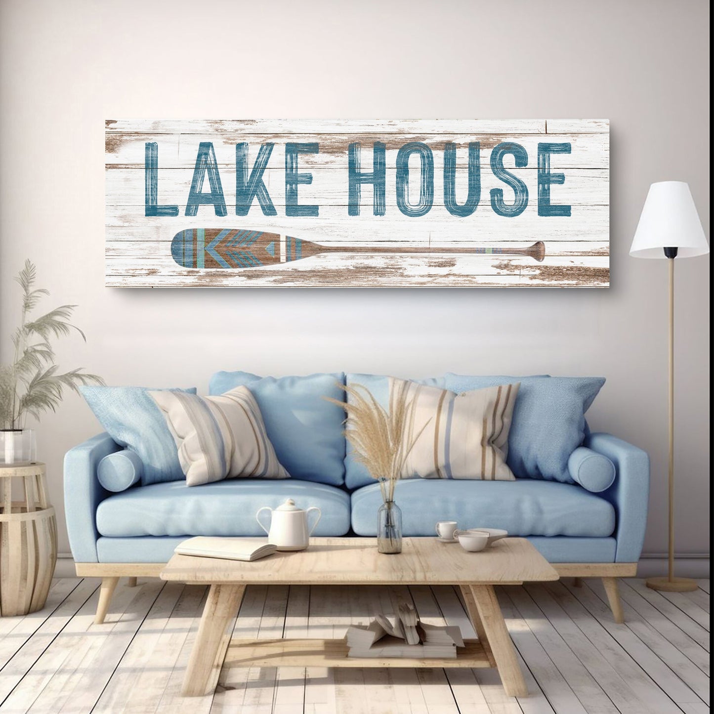 Lake House Coastal Sign Canvas Wall Art