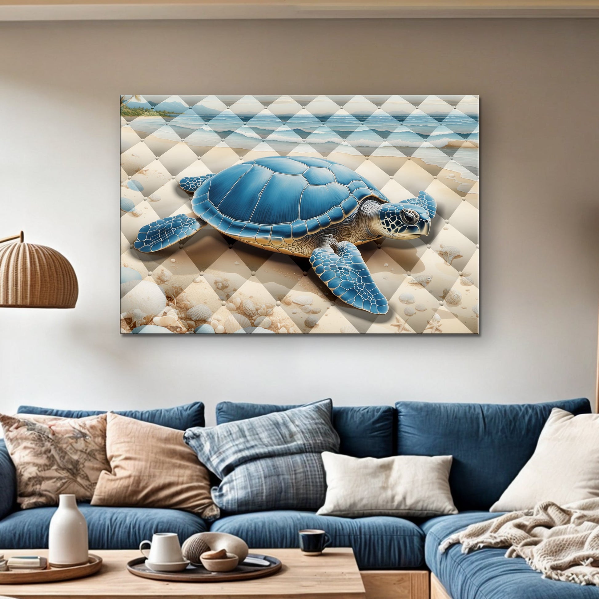 3D layered coastal canvas wall art