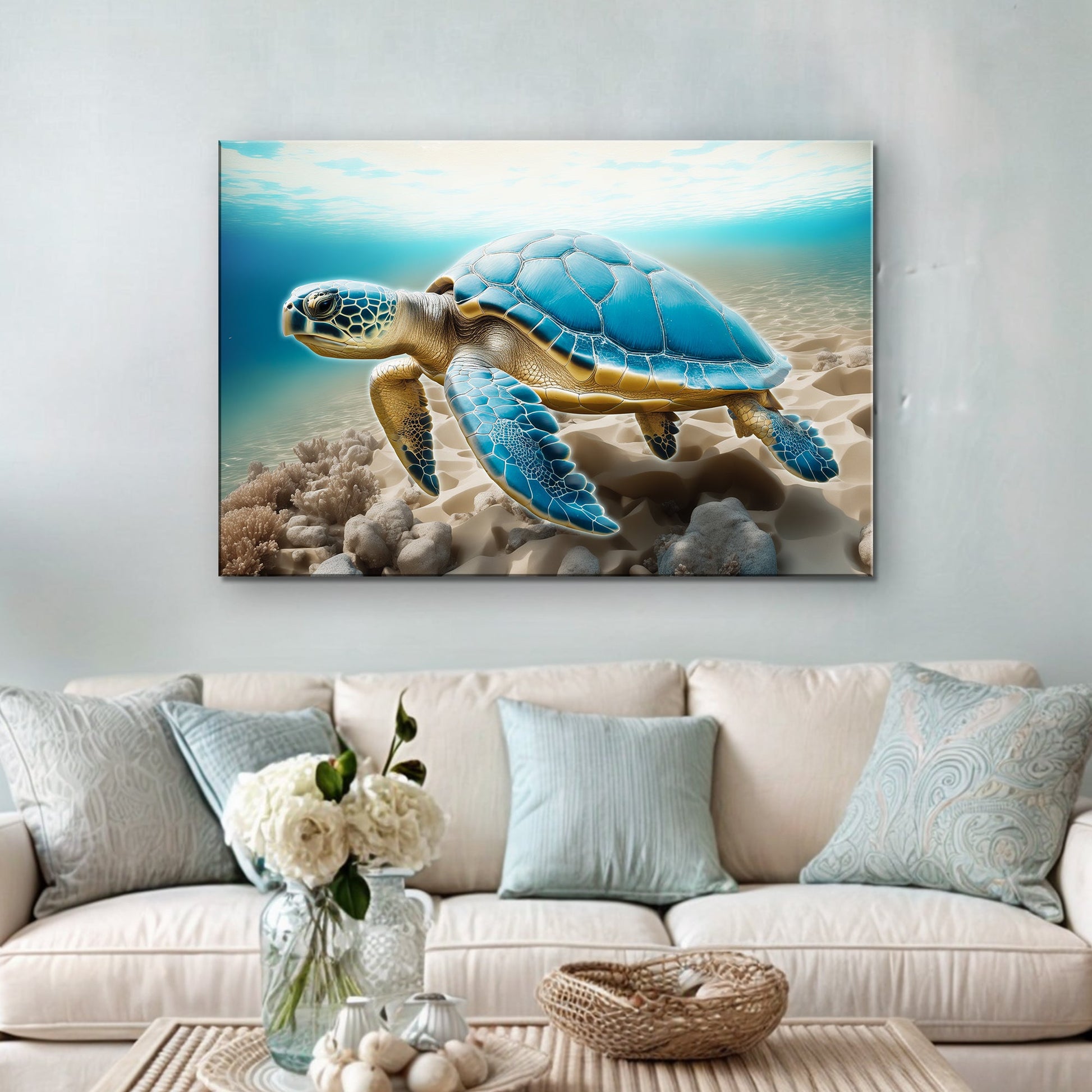 3D layered coastal canvas wall art