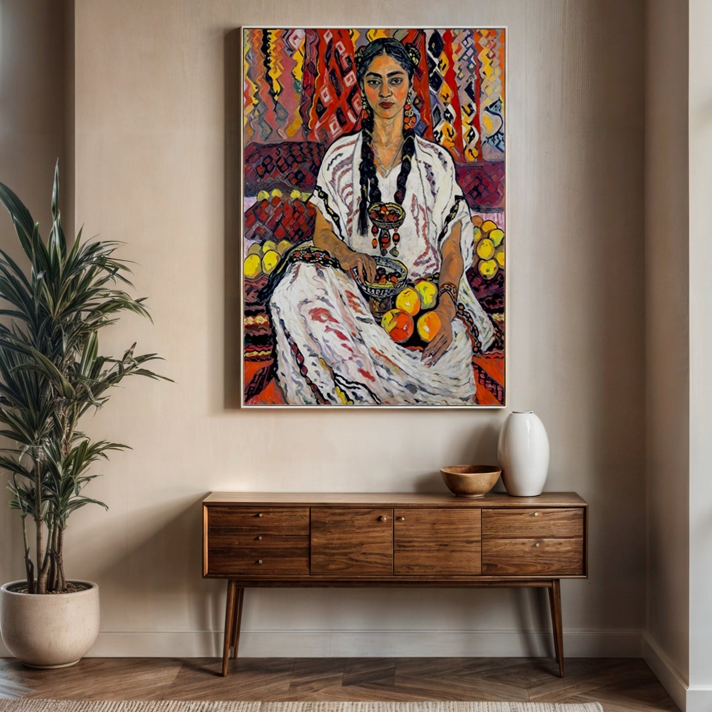 Lady Her Cultural Portrait Canvas Wall Art