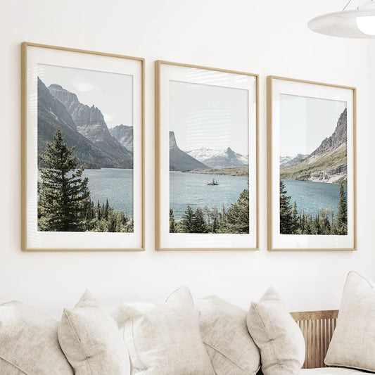 Glacier National Park Wall Art, Montana 3 Piece Set