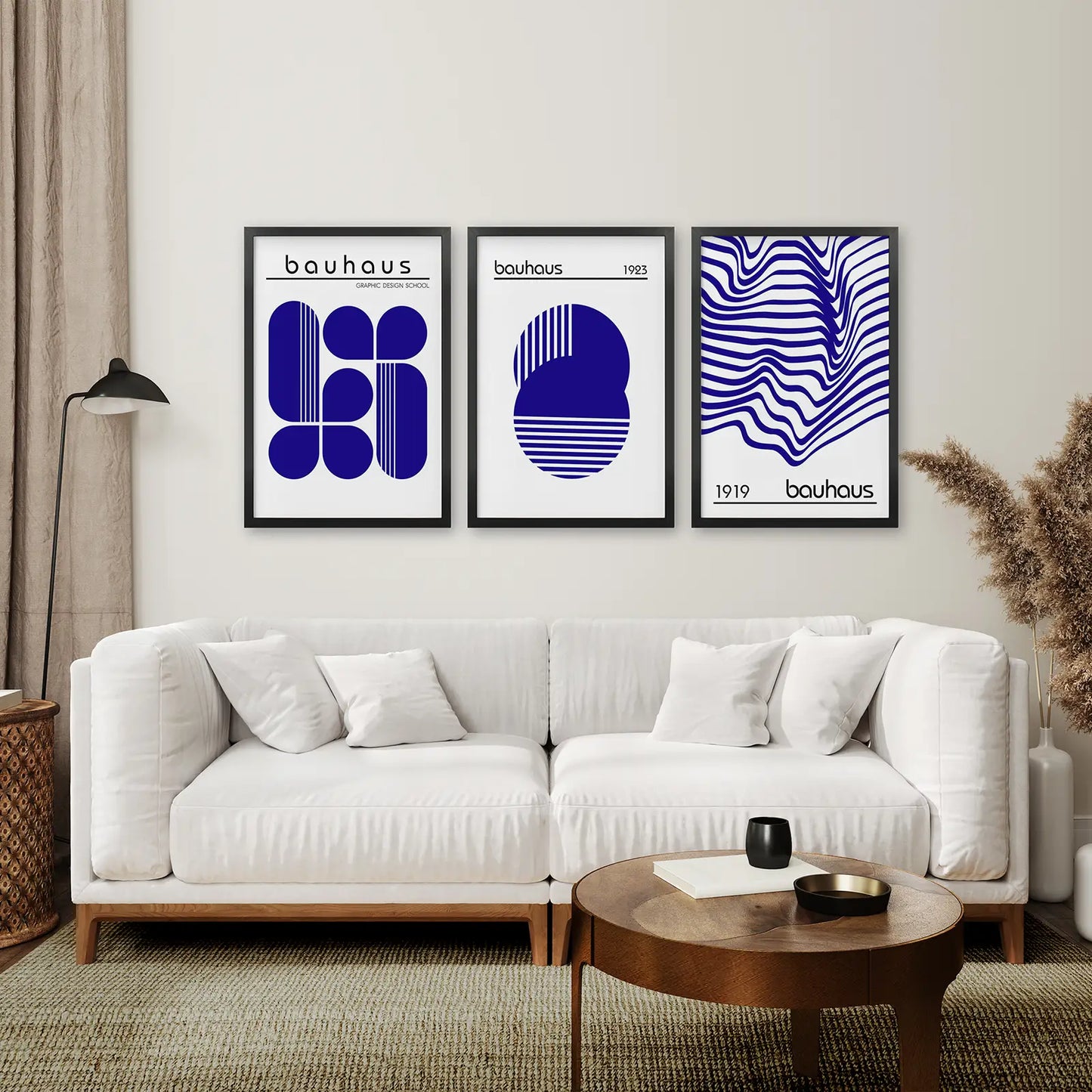 Minimalist Geometric Wall Art Set of 3 Bauhaus-Style Prints