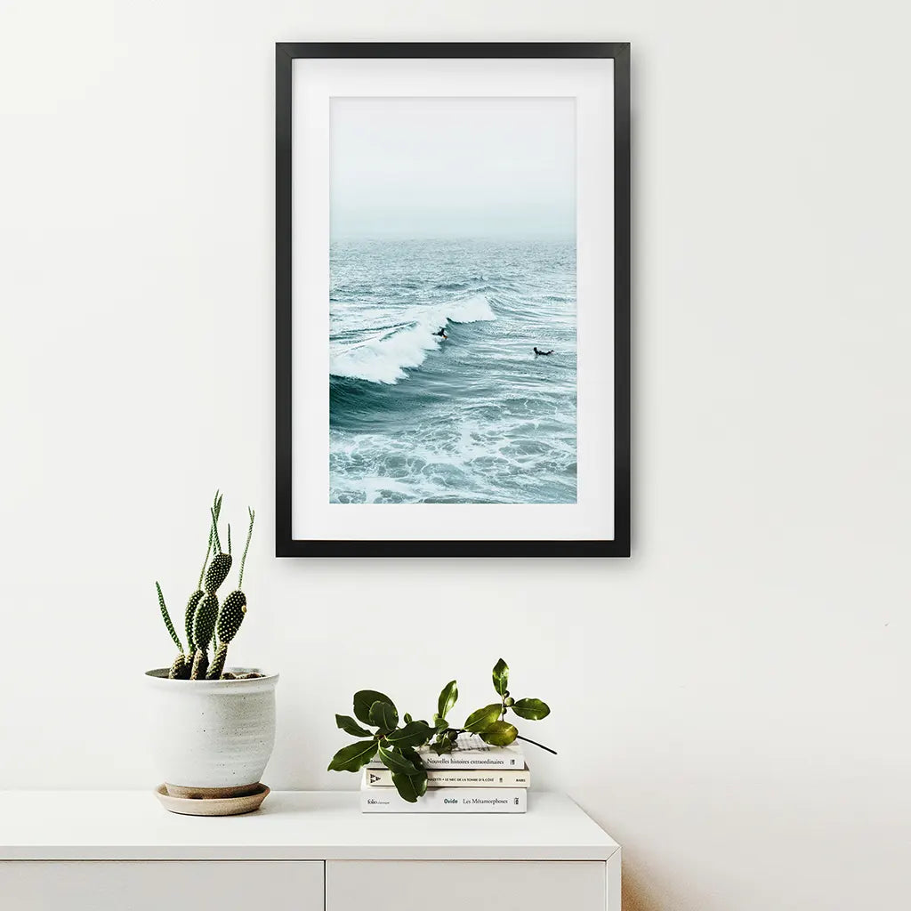 Large Blue Ocean Waves Wall Art Print, Coastal Decor