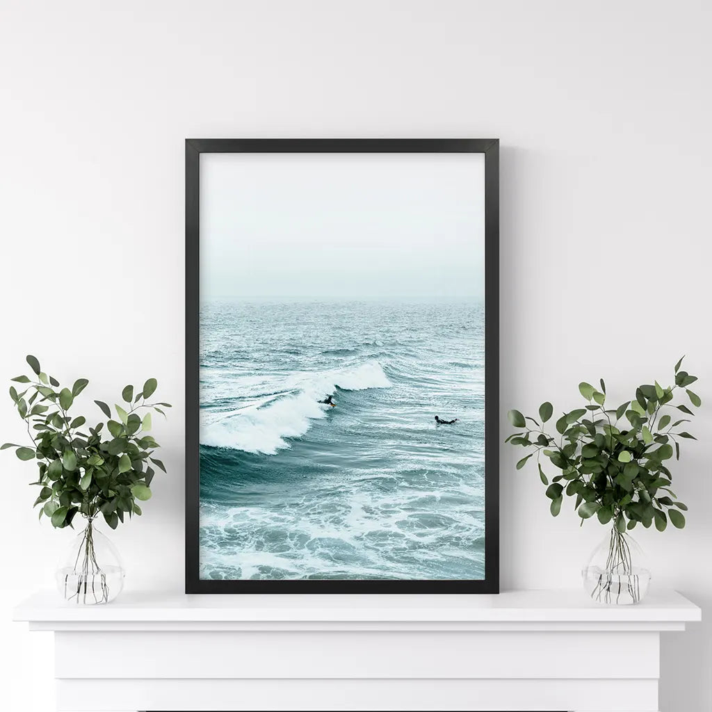 Large Blue Ocean Waves Wall Art Print, Coastal Decor