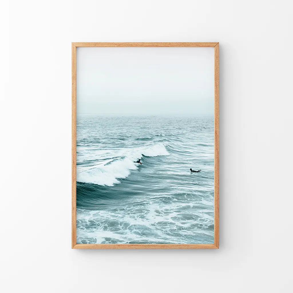 Large Blue Ocean Waves Wall Art Print, Coastal Decor