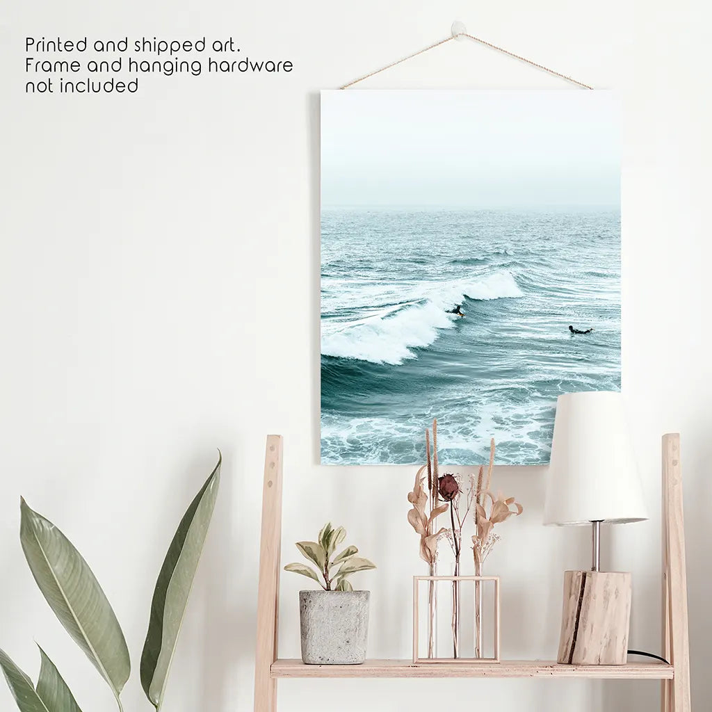 Large Blue Ocean Waves Wall Art Print, Coastal Decor