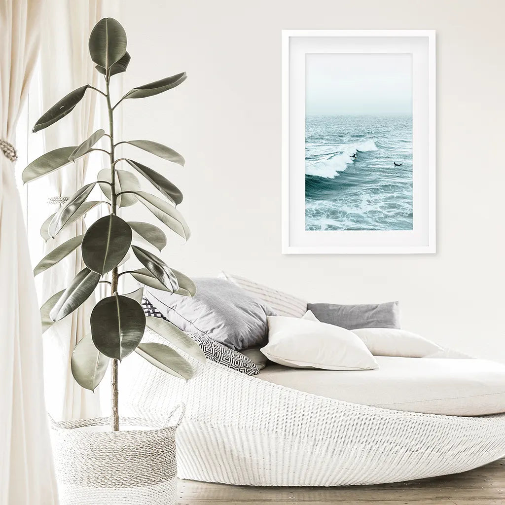 Large Blue Ocean Waves Wall Art Print, Coastal Decor