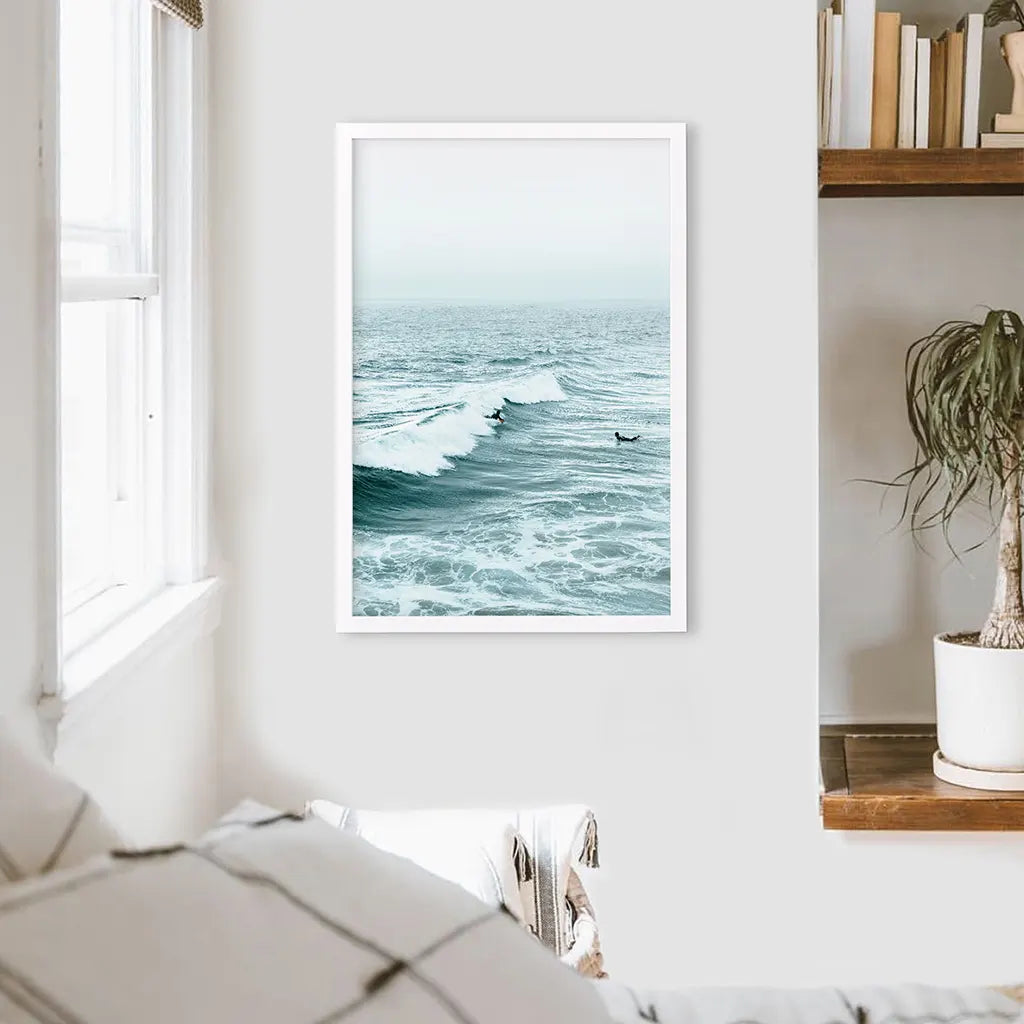 Large Blue Ocean Waves Wall Art Print, Coastal Decor