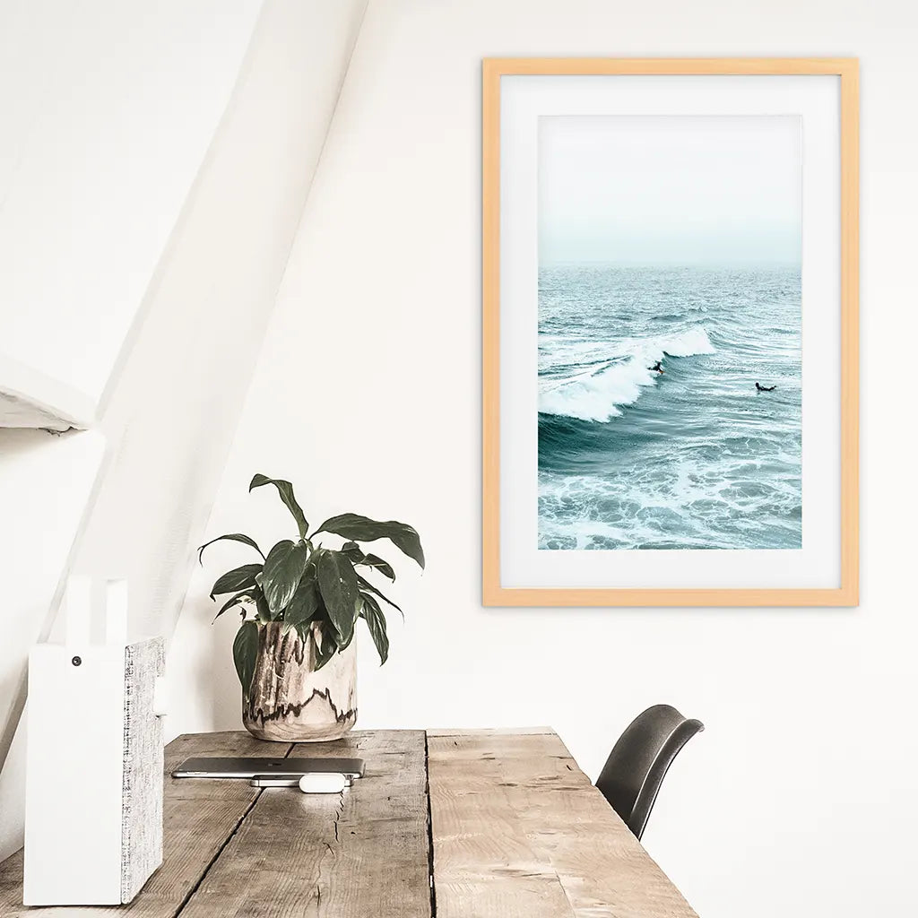 Large Blue Ocean Waves Wall Art Print, Coastal Decor