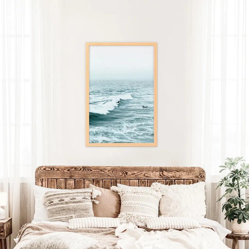 Large Blue Ocean Waves Wall Art Print, Coastal Decor