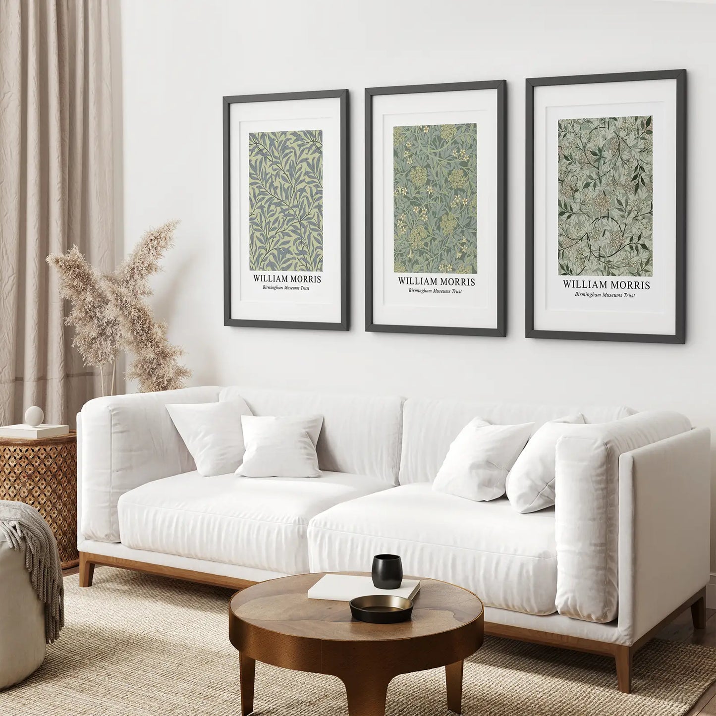 Large Floral Pattern Wall Art Set of 3 Vintage Prints
