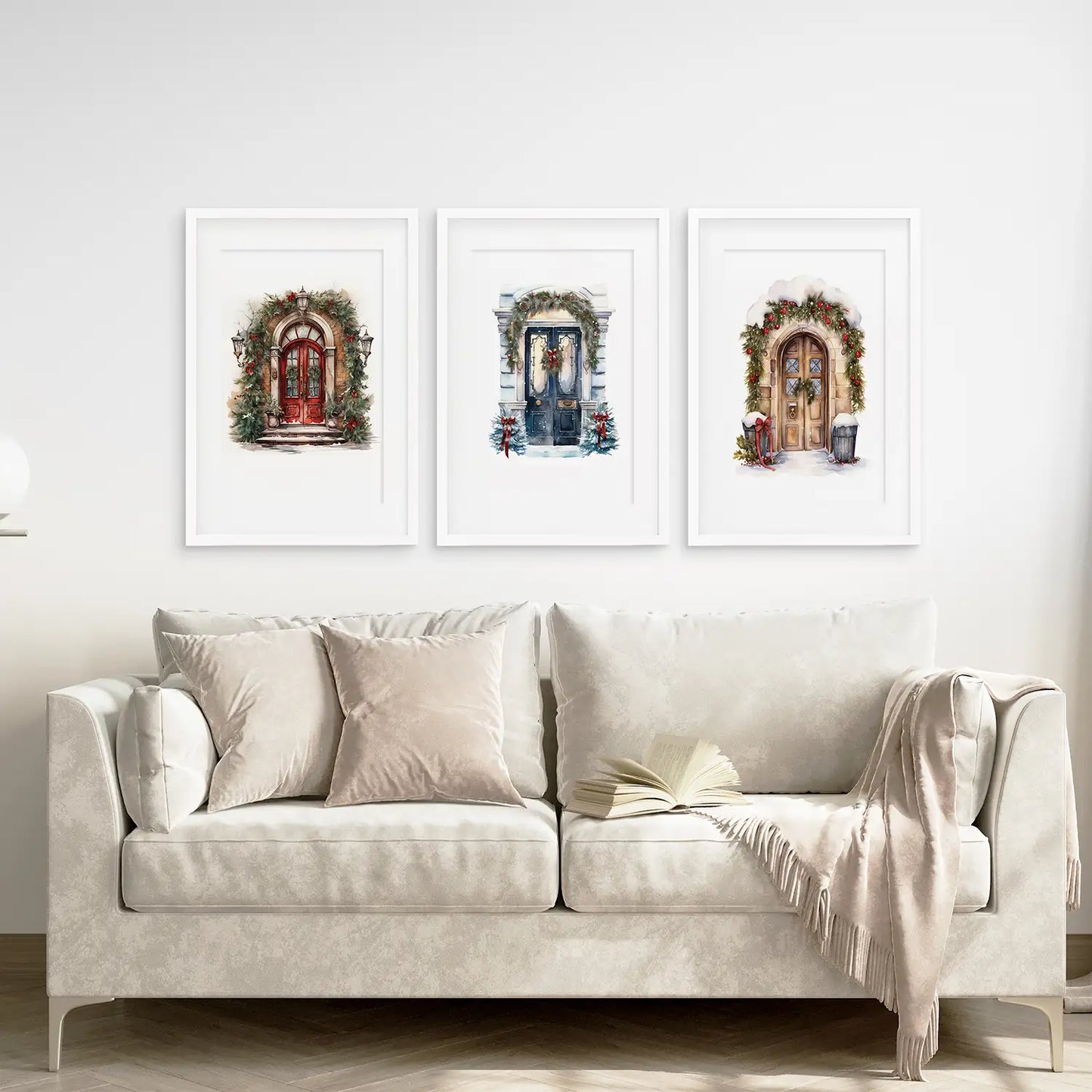 Christmas Tree Door Wall Art Set of 3 Holiday Prints