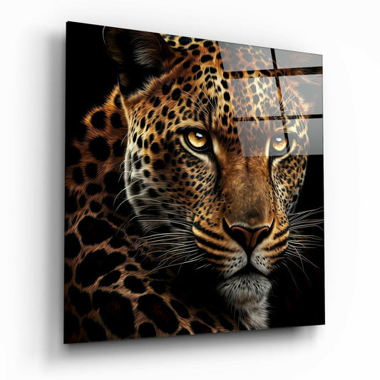 Leopard glass wall art wildlife design