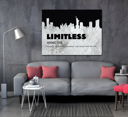 Limitless New York Skyline Motivational Canvas Wall Art