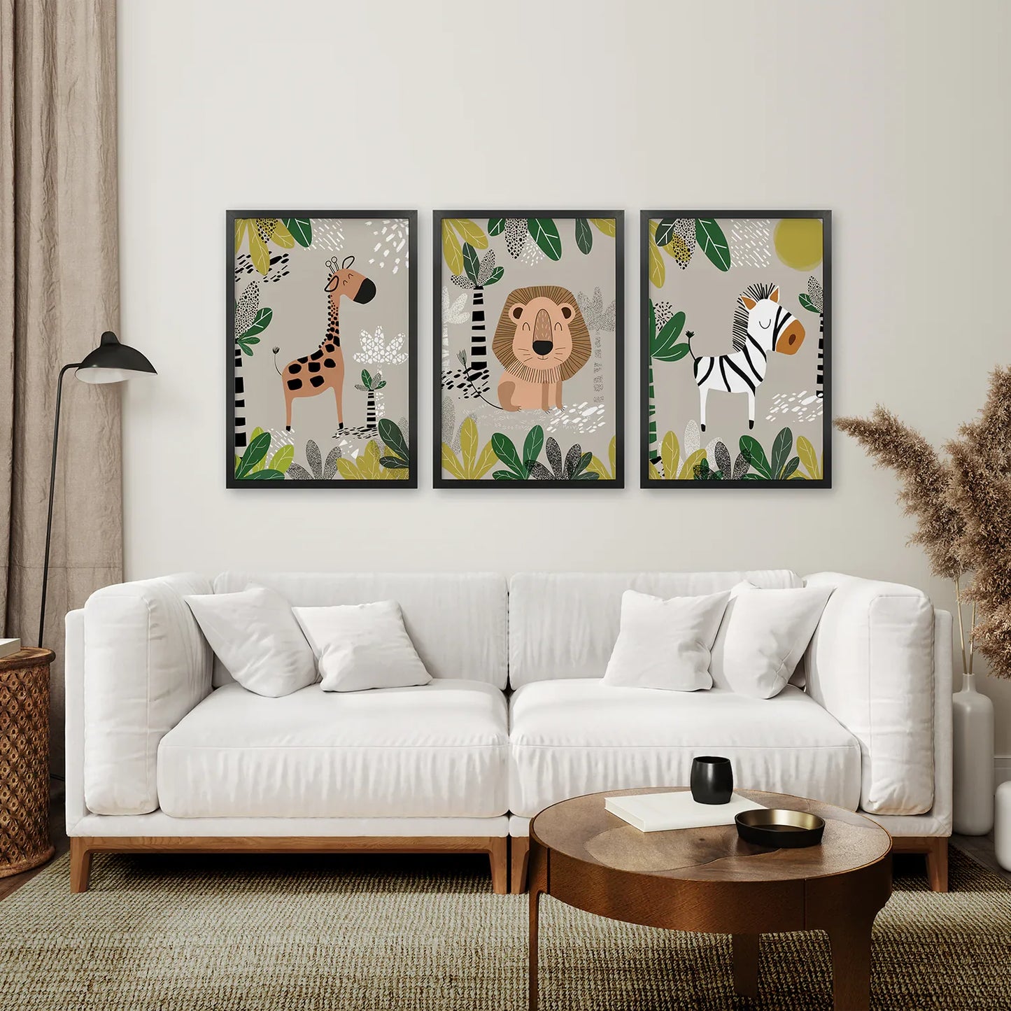 Safari Baby Animal Nursery Wall Art Set of 3
