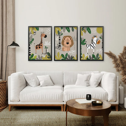 Safari Baby Animal Nursery Wall Art Set of 3