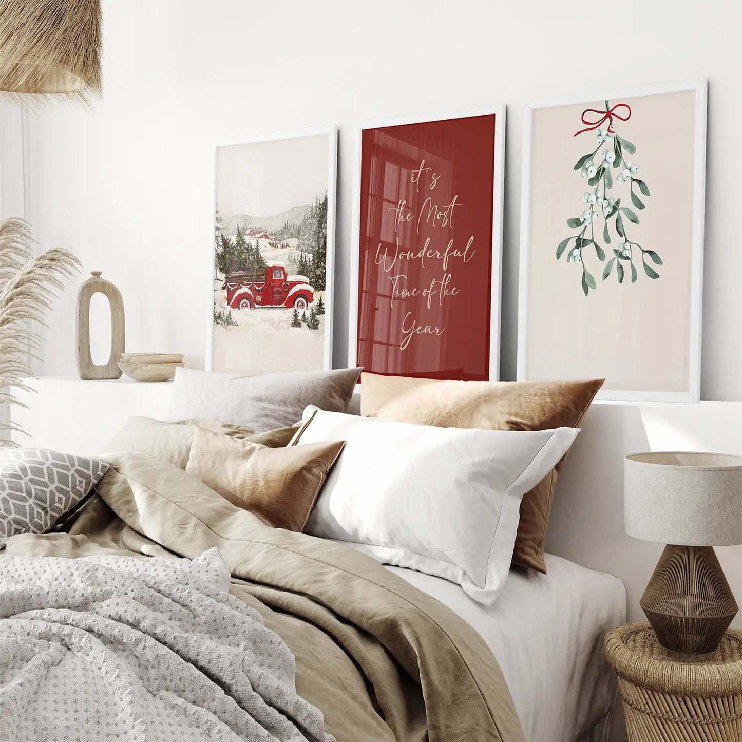 Winter Holiday Landscape Wall Art Set of 3 Prints