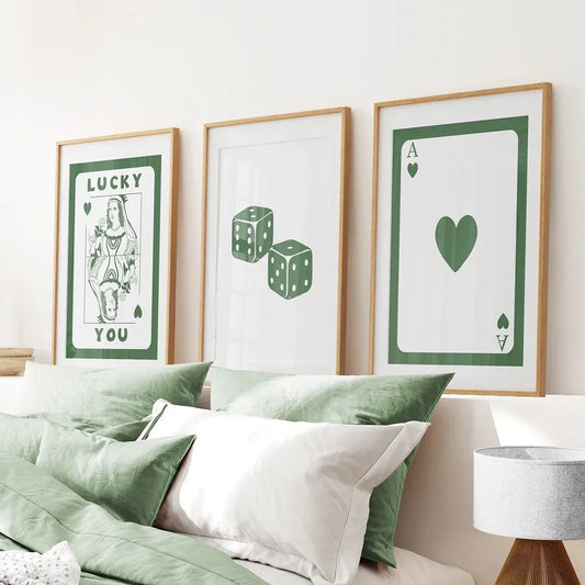 Vintage poker playing card wall art set of 3