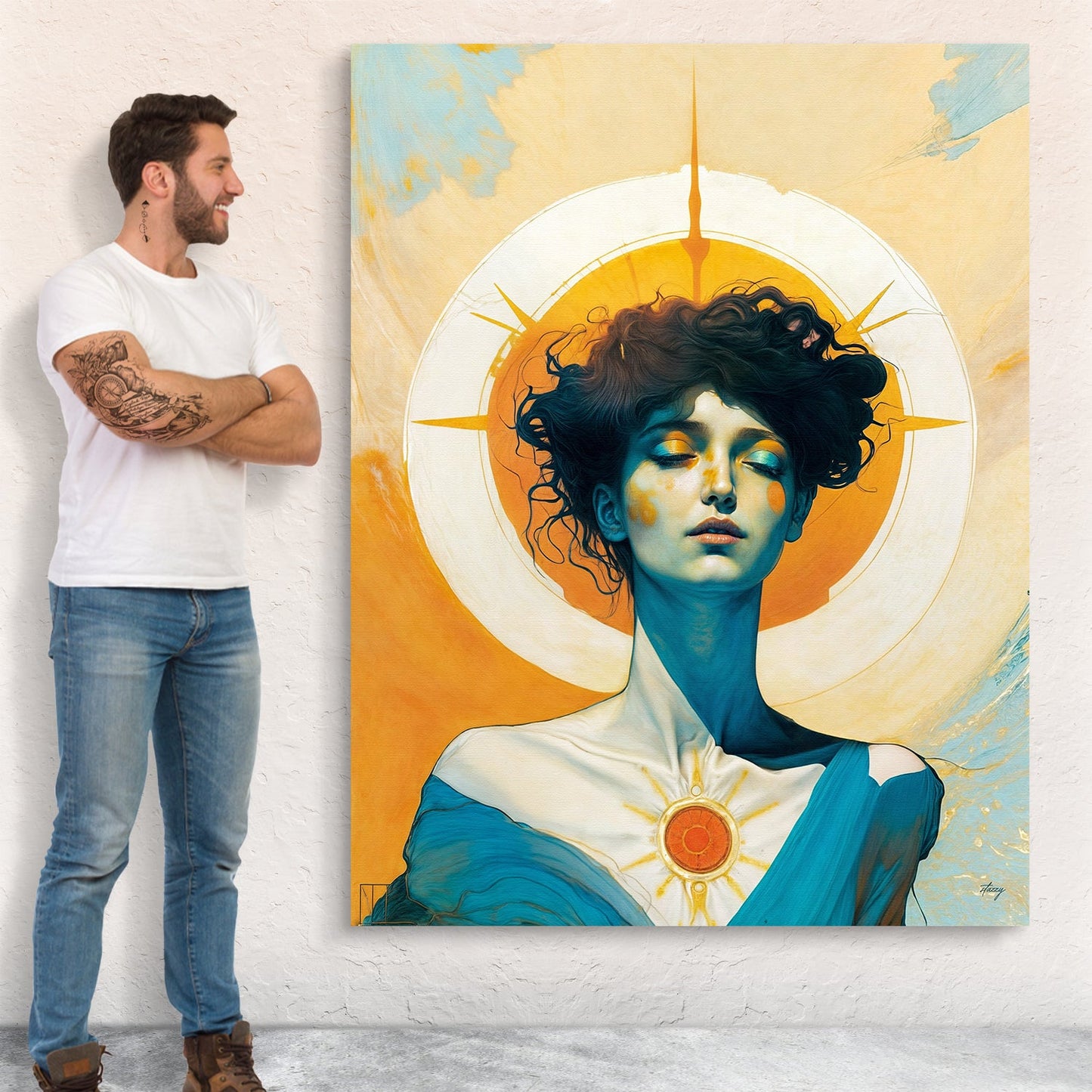 Luminous Reverie Figure in Golden Light Canvas Wall Art