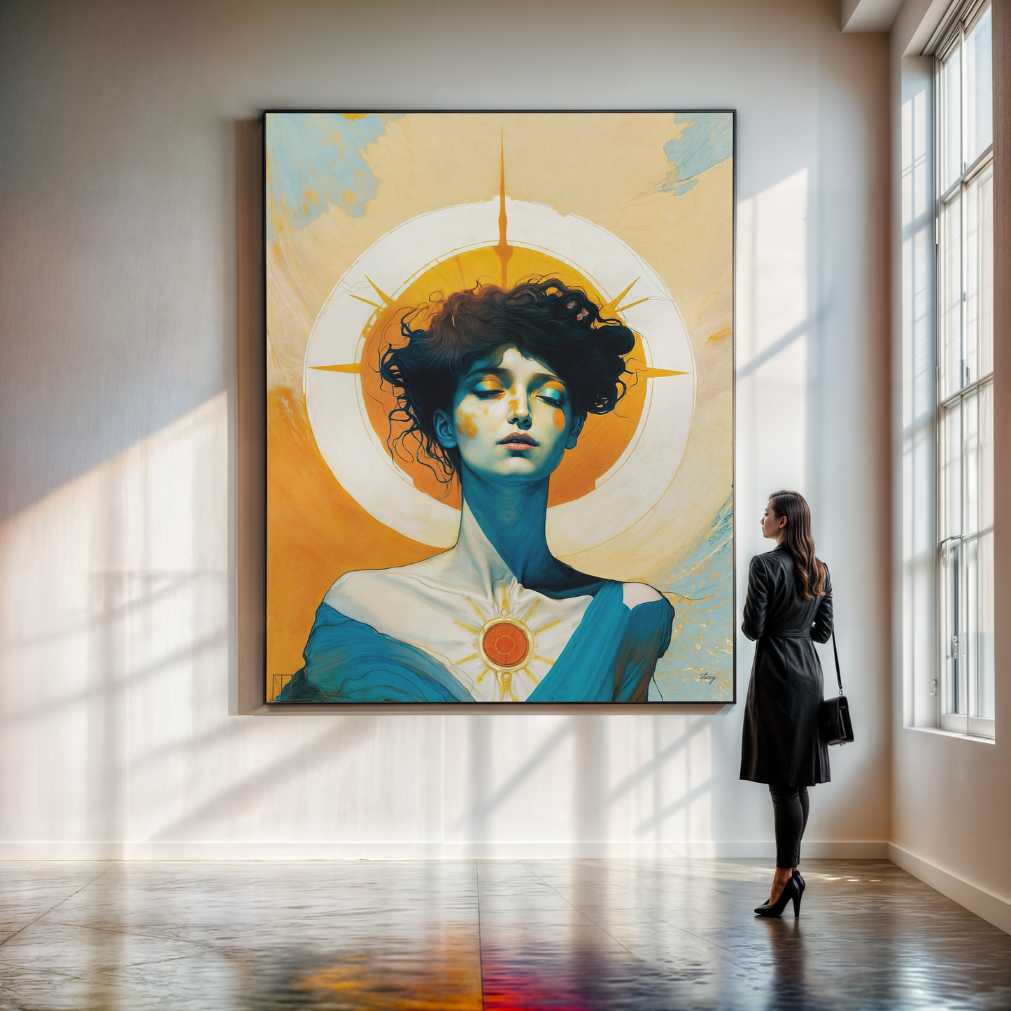 Luminous Reverie figure in golden light canvas wall art evoking peace and reflection