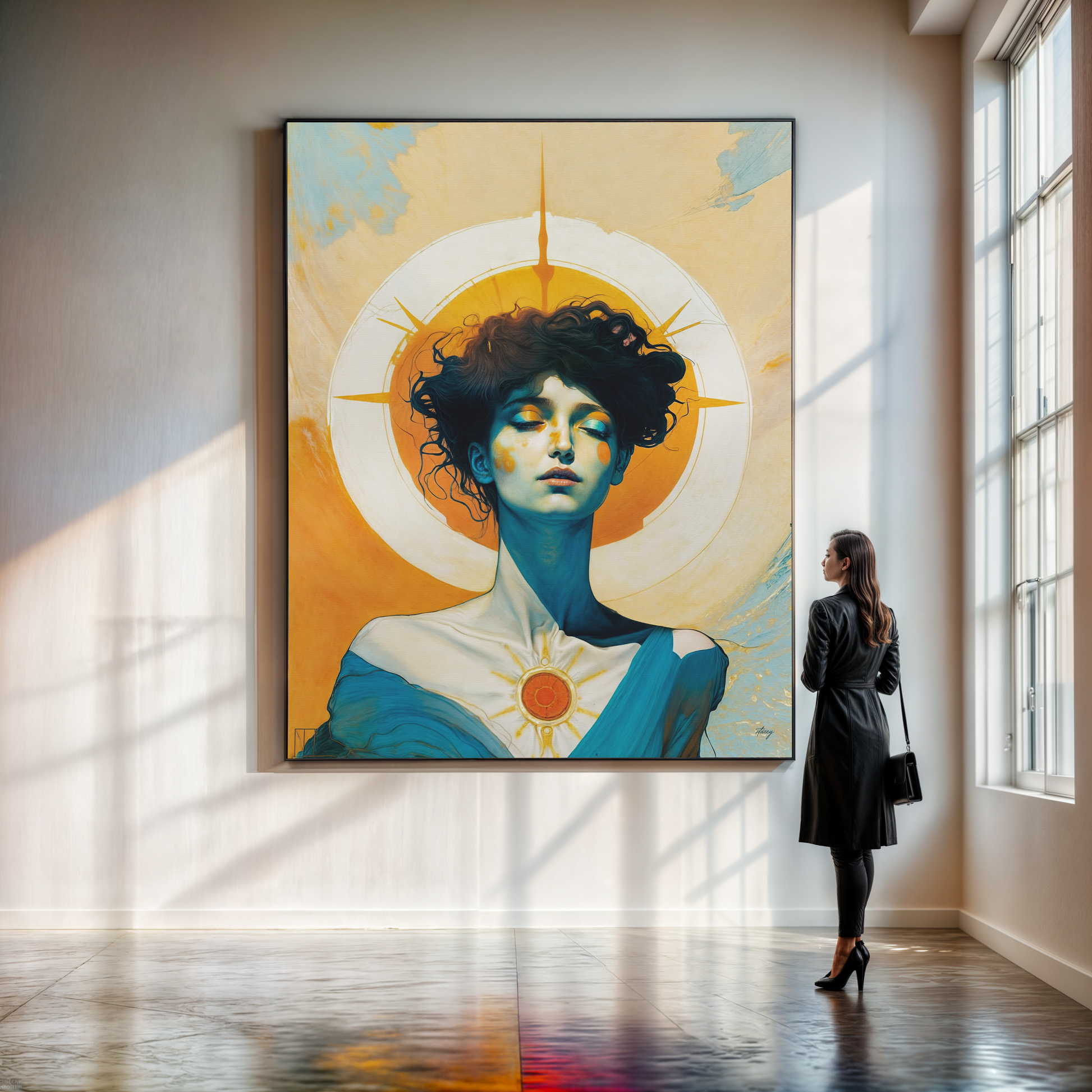 Luminous Reverie figure in golden light canvas wall art evoking peace and reflection