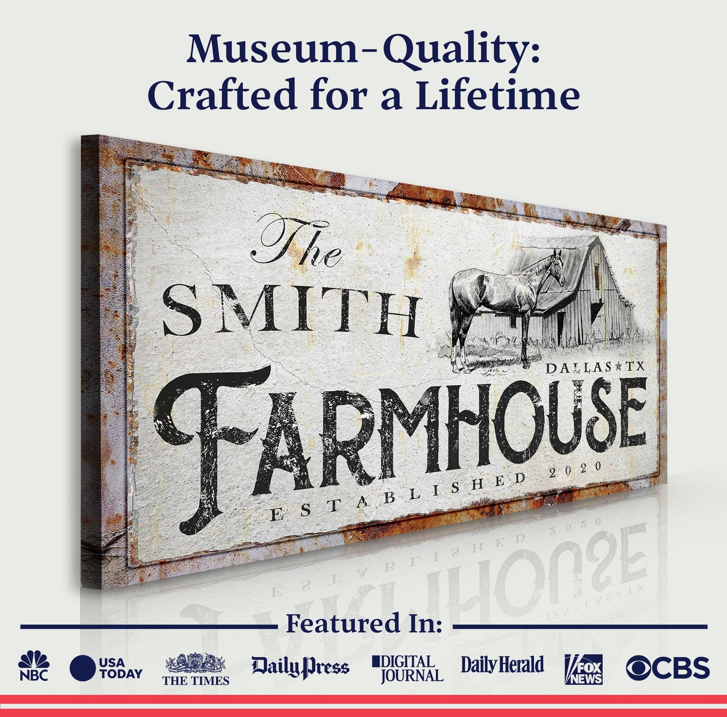 Rustic Horse Farmhouse Canvas Sign