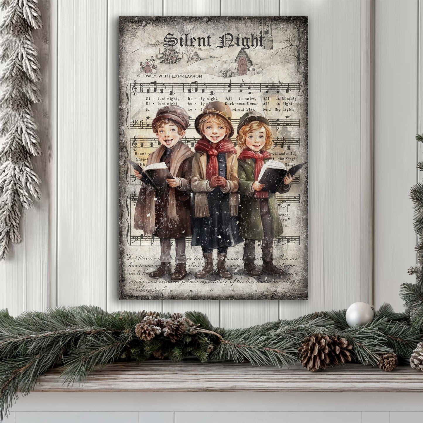 Vintage Christmas Carolers Canvas Wall Art
