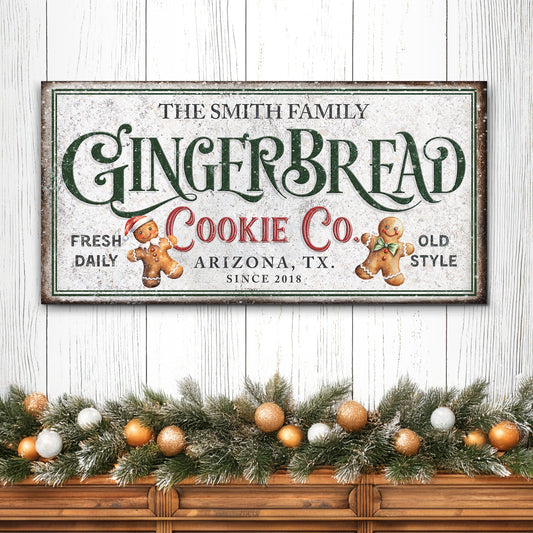 Family Gingerbread Bakery Christmas Canvas Sign II