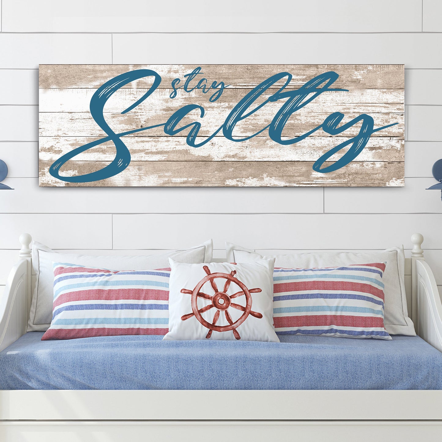Stay Salty Coastal Beach Sign Canvas Wall Art