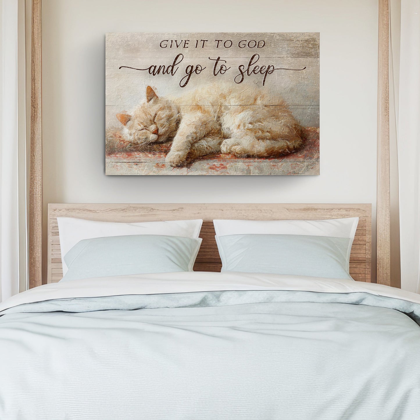 Give It to God and Go to Sleep Canvas Sign - Horizontal Neutral