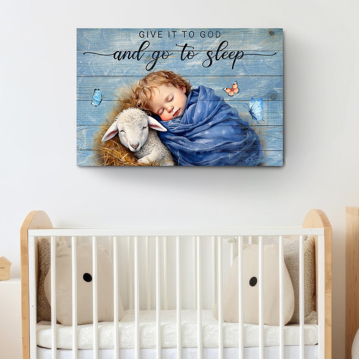 Script horizontal Give It to God and Go to Sleep faith canvas sign for bedrooms
