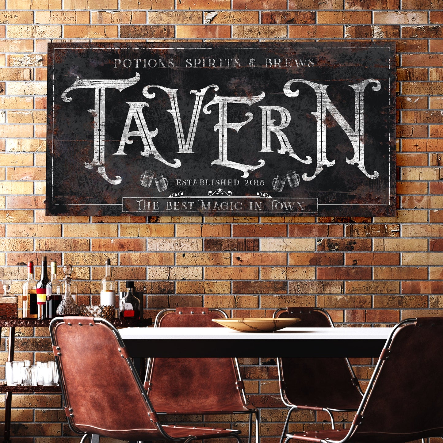Potions spirits and brews Halloween canvas wall art II — vintage tavern moody decor