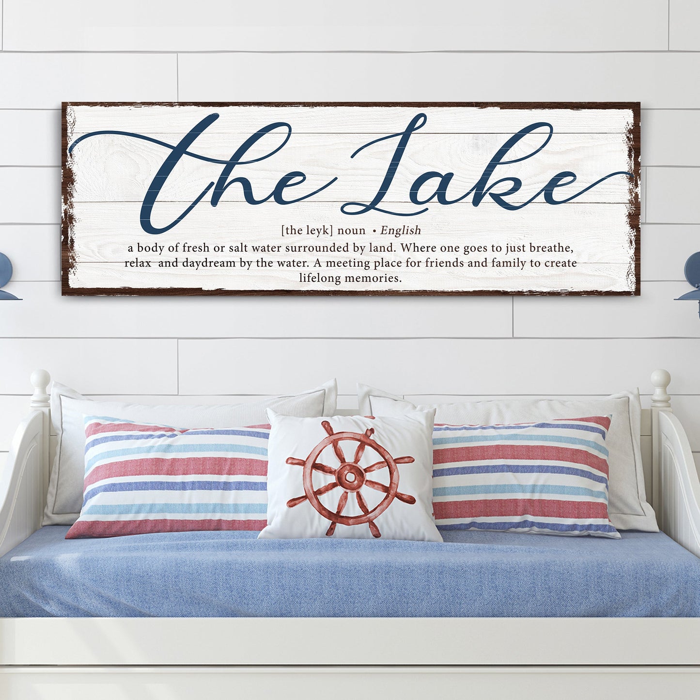 Definition of Lake typographic canvas wall art sign for lake house or cabin decor