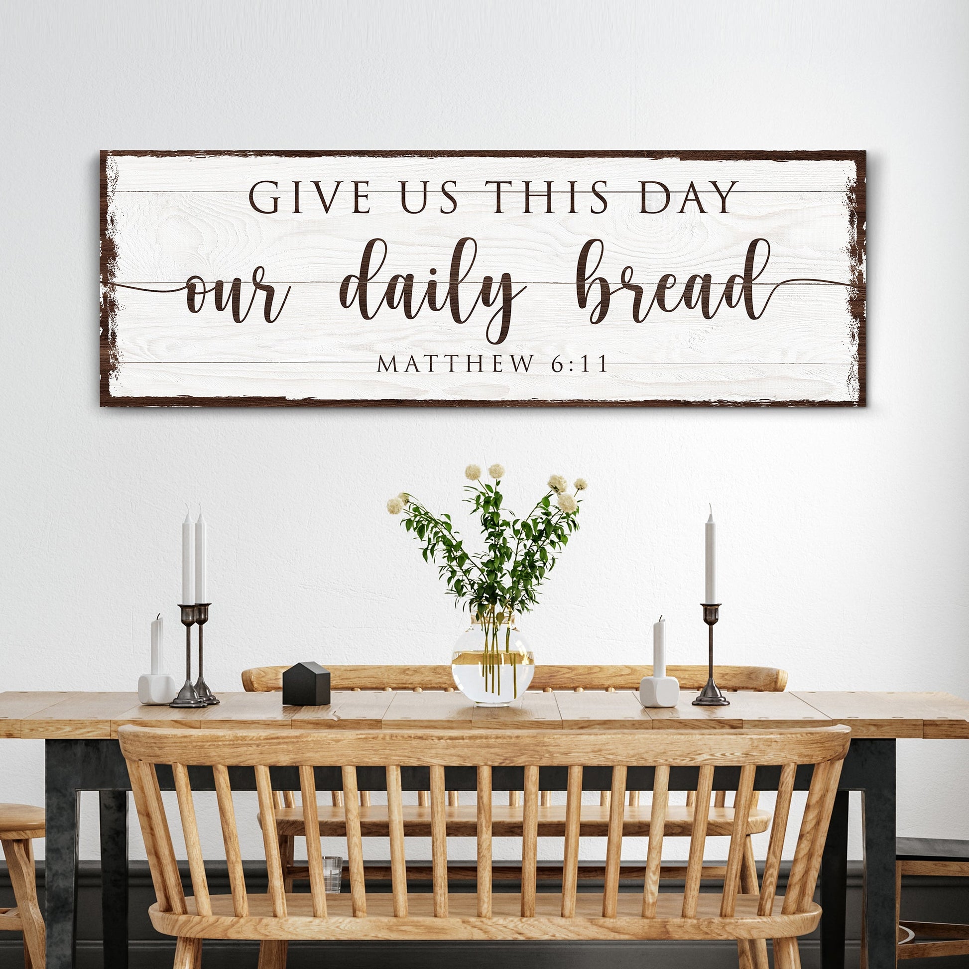Give Us This Day Our Daily Bread faith canvas sign for kitchen and dining rooms