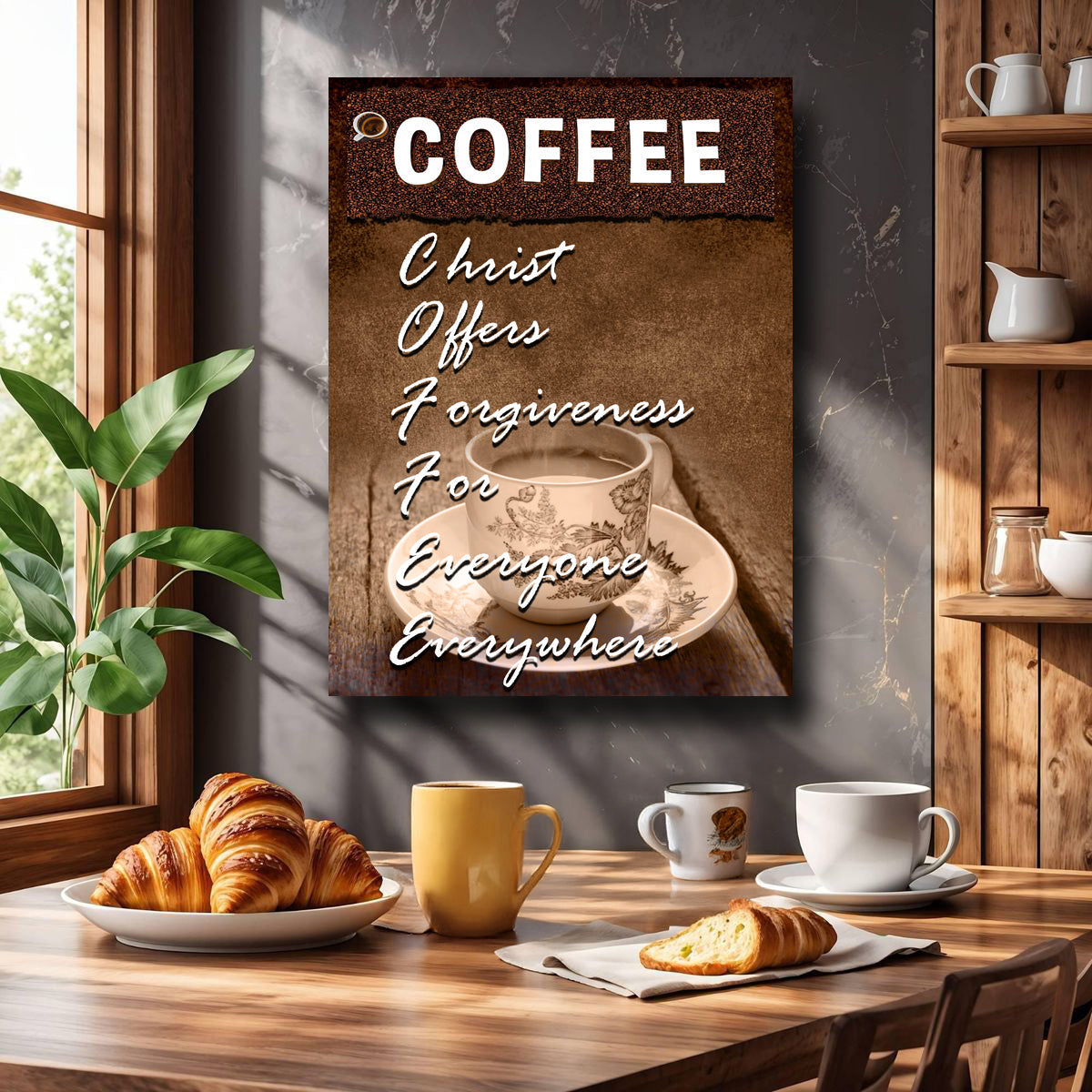 COFFEE faith sign canvas wall art with Christian devotional acronym
