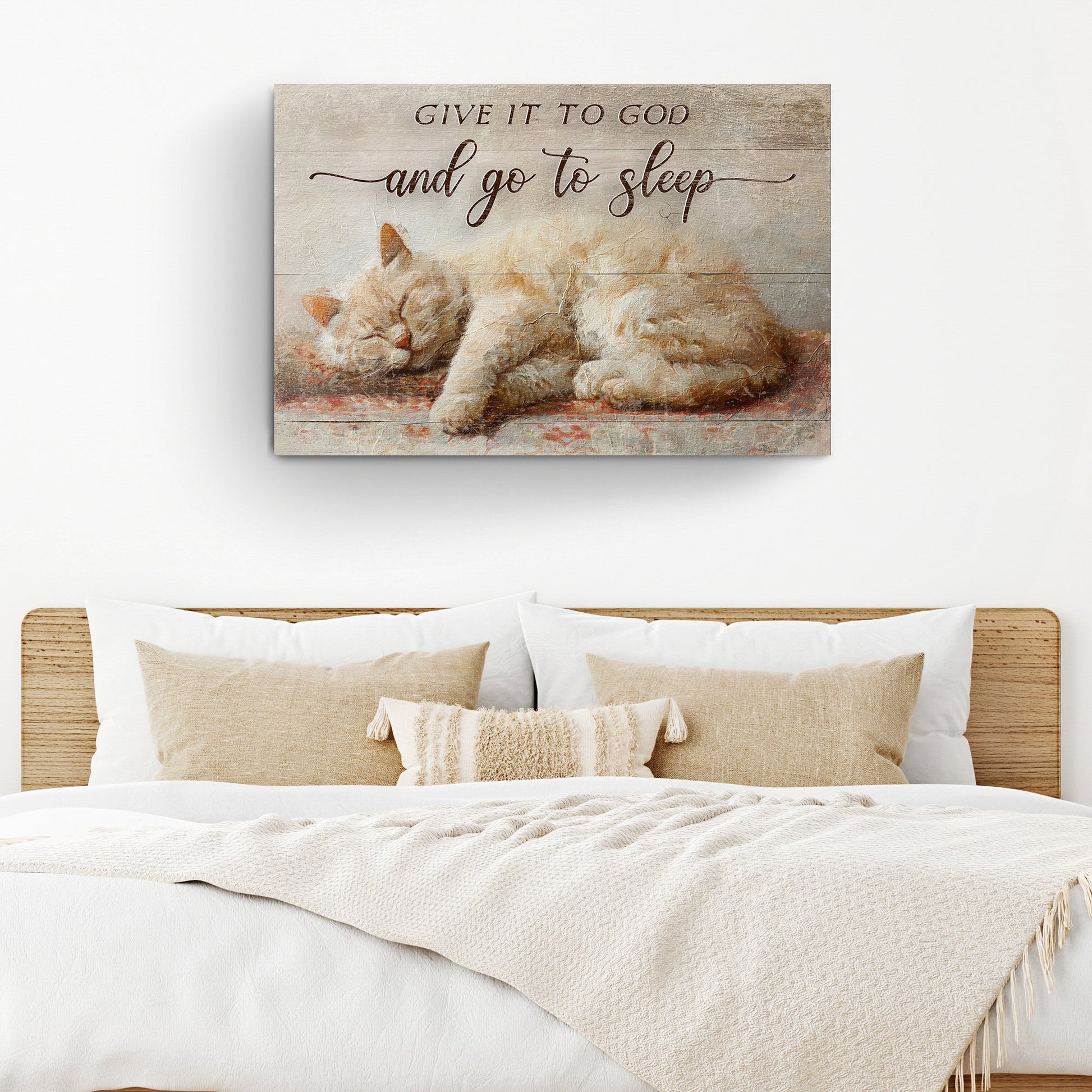 Neutral horizontal Give It to God and Go to Sleep faith canvas sign for bedrooms
