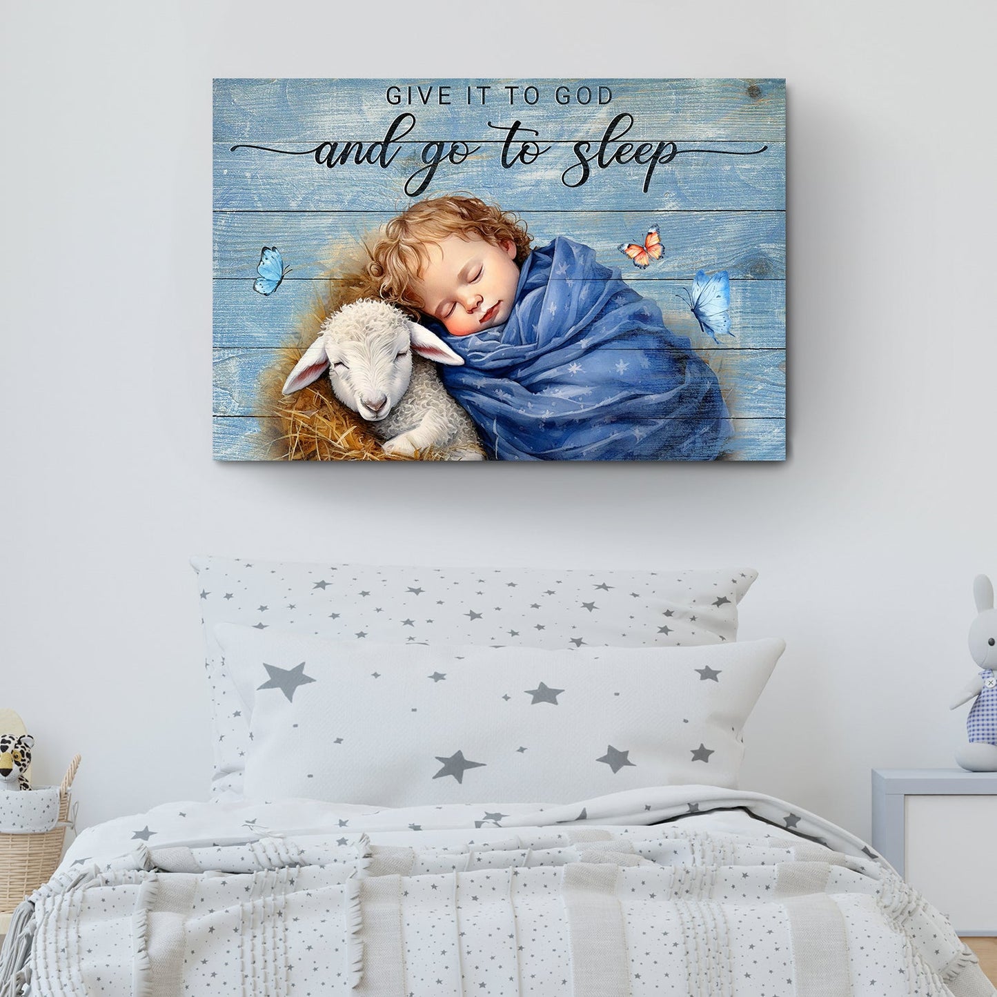 Give It to God and Go to Sleep Faith Canvas Sign - Horizontal Script
