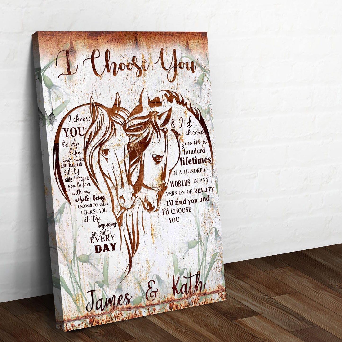I Choose You Horse Couple Canvas Sign