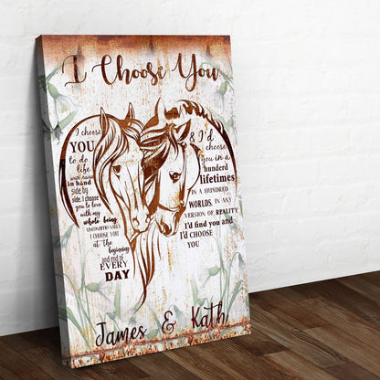 I Choose You Horse Couple Canvas Sign
