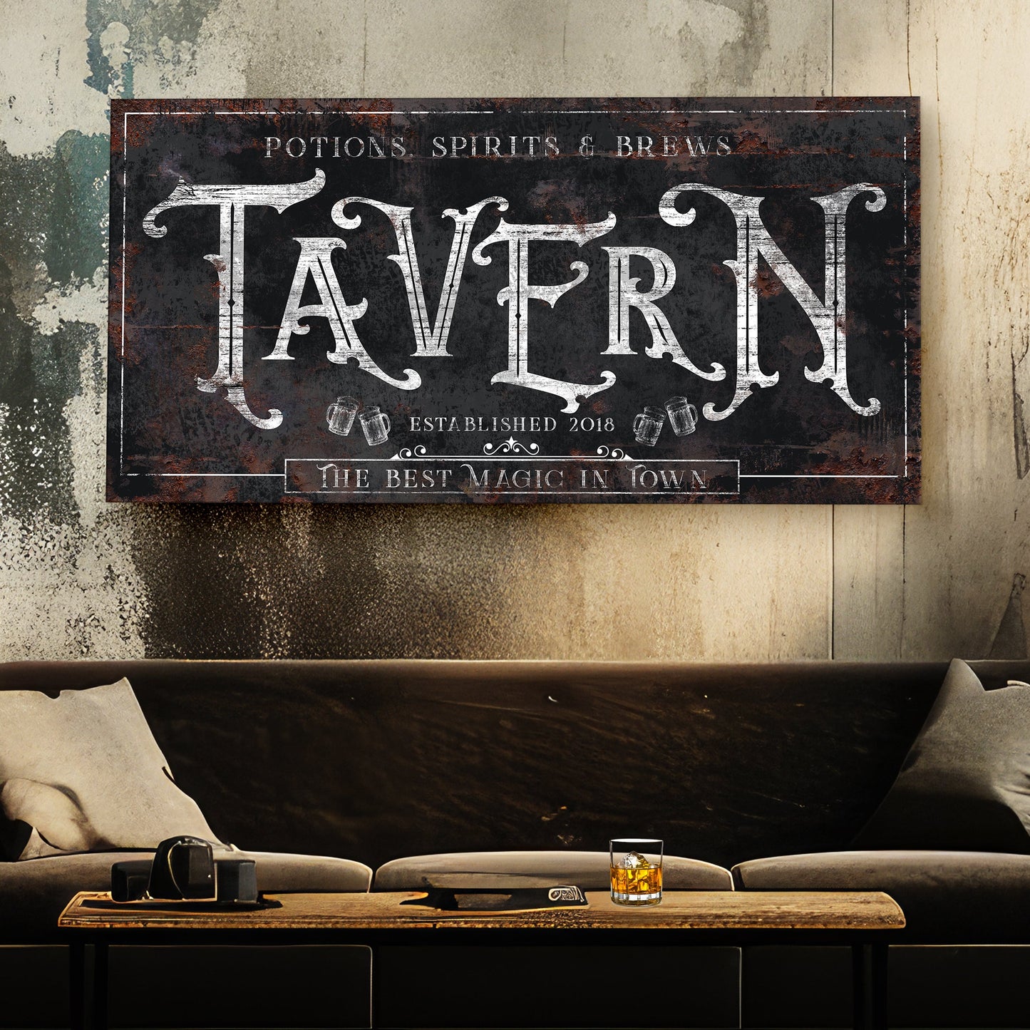 Potions Spirits and Brews Tavern Halloween Canvas Wall Art II