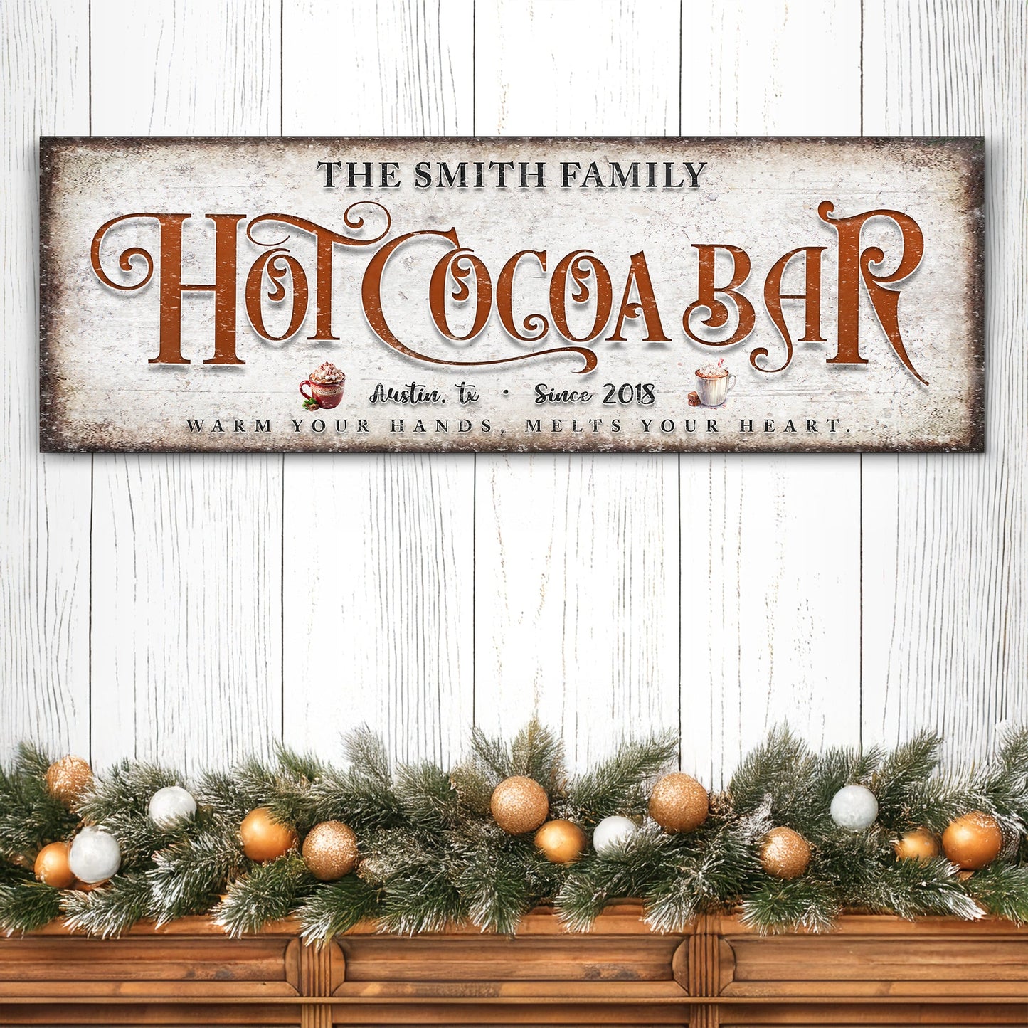 Hot Chocolate Christmas Bar Canvas Wall Art
