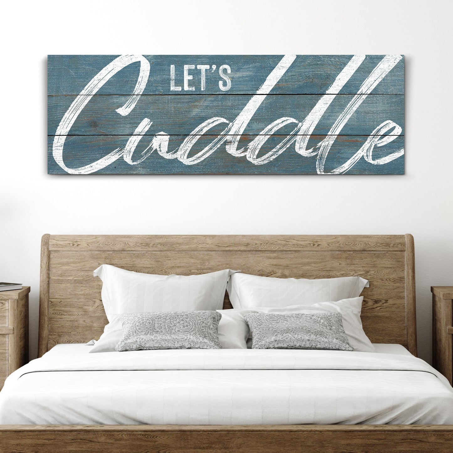 Let's Cuddle Bedroom Canvas Wall Art Sign