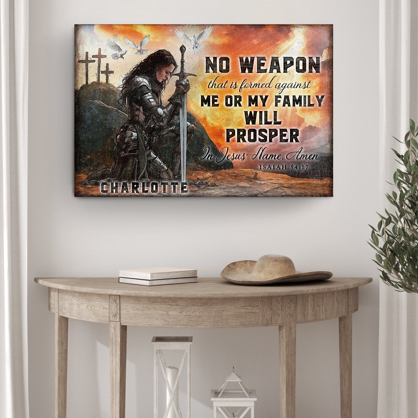 Isaiah 54:17 No Weapon Formed Canvas Faith Sign
