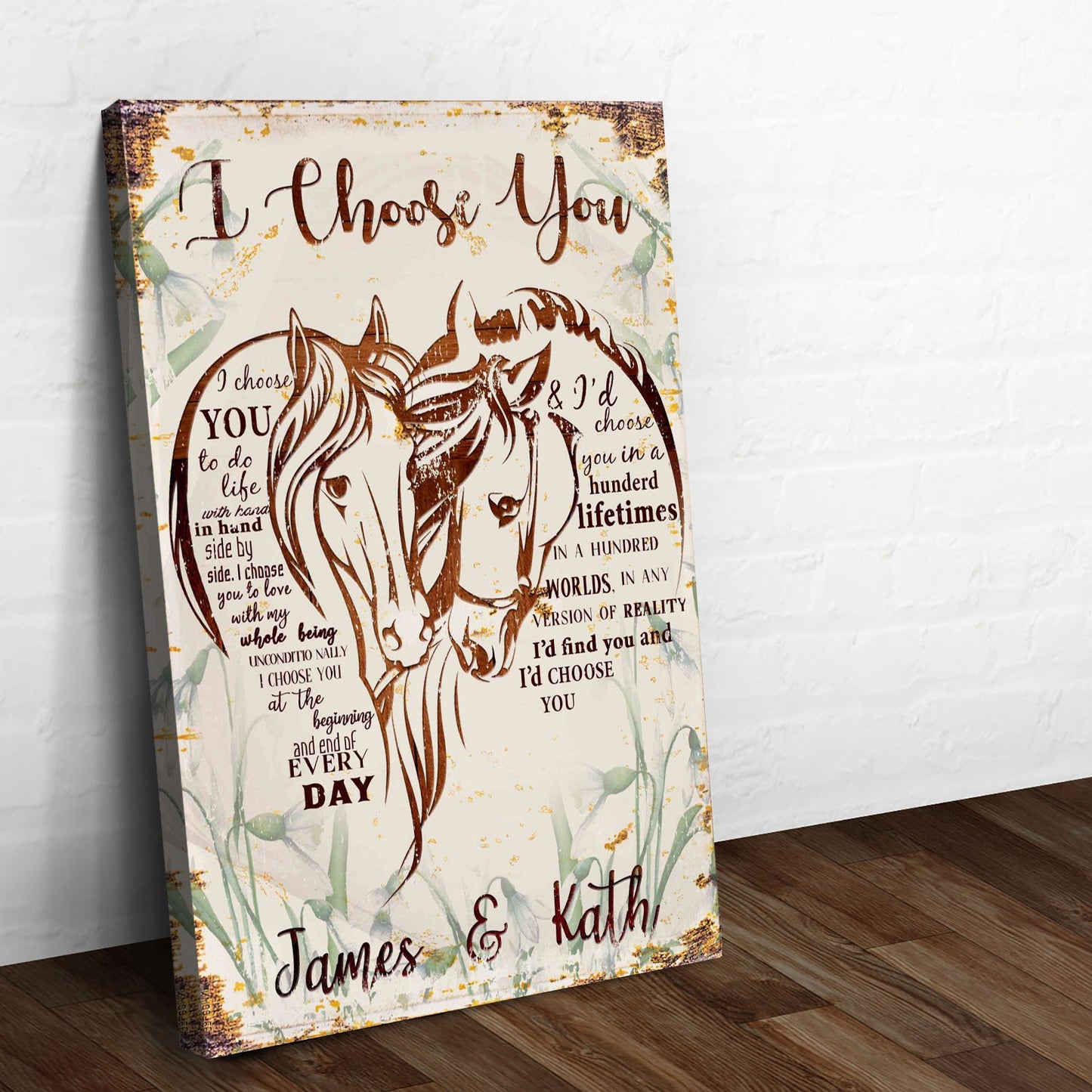 I Choose You Horse Couple Canvas Sign